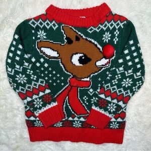 NTD Apparel Rudolph Sweater Red & Green Size 4